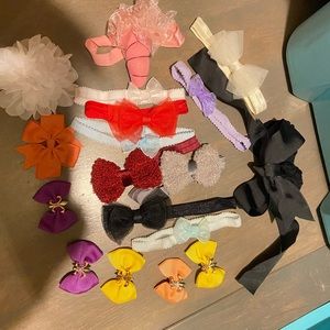 Baby girls accessories; shoes, bows, bibs, burp rags, clips